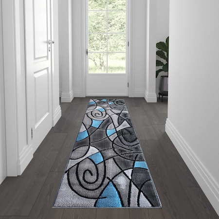 Flash Furniture Blue 2' x 7' Abstract Design Accent Rug ACD-RGTRZ860-27-BL-GG